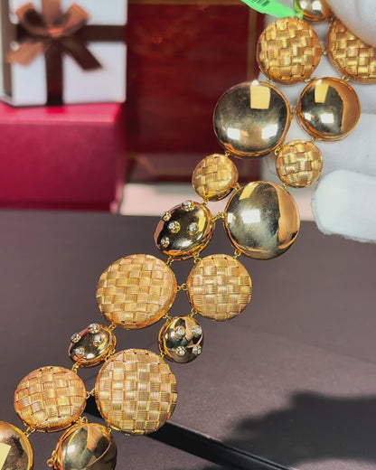Palm Weave Design 18k Yellow Gold Bracelet