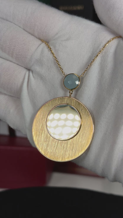 14k Yellow Gold Mirror Design Necklace