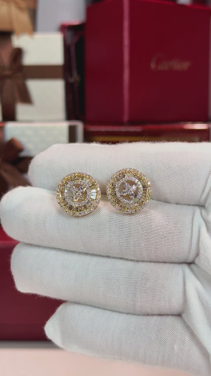 Circle Diamond 14k Yellow Gold Earrings