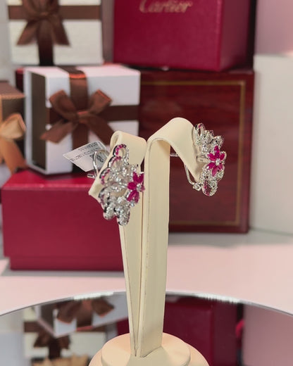 Diamond and Ruby 14k White Gold Earrings