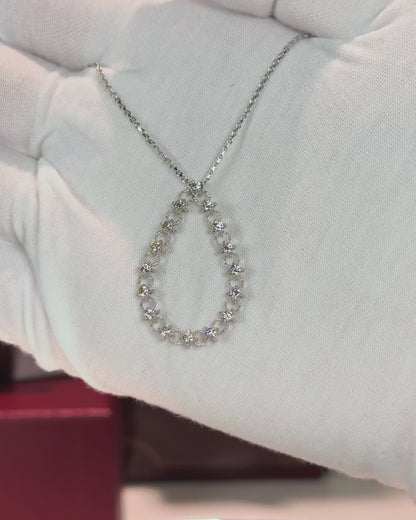 14k Rose Gold Raindrop Diamond Pendant 14k White Gold Necklace