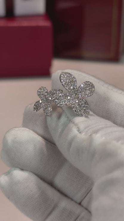 Double Diamond Flower 14k White Gold Ring