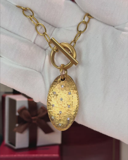14k Yellow Gold Meteorite Pendant Necklace