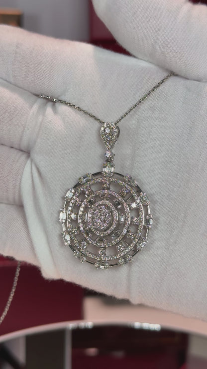 Oval Diamond Pendant 14k White Gold Necklace