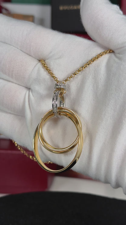 Diamond Ring and 14k Yellow Gold Rings Necklace