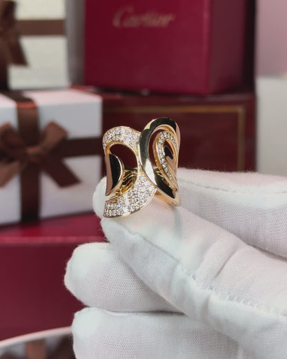 14k Yellow Gold Diamond Paved Fashion Ring