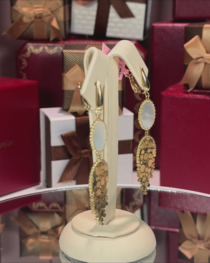 14k Yellow Gold Mother of Pearl Earrings