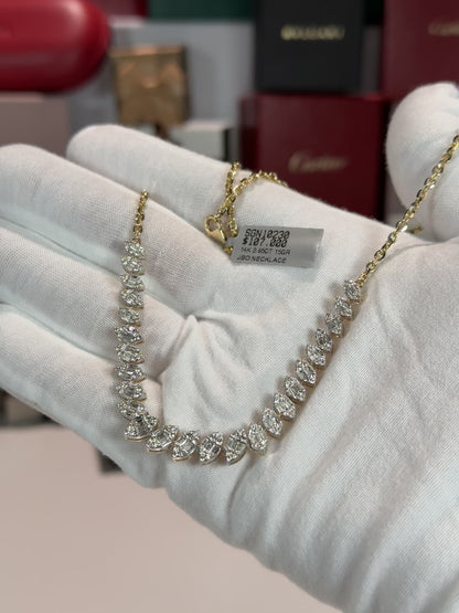 Marquise Design 14k Yellow Gold Diamond Necklace