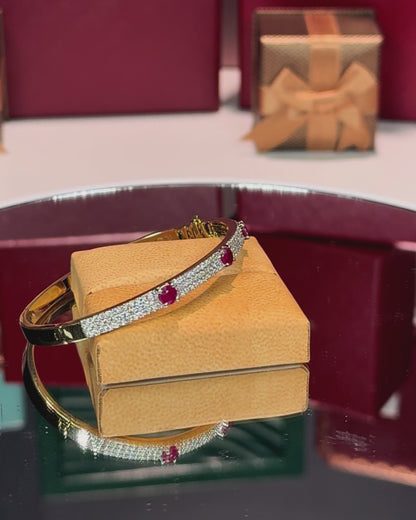 14k Yellow Gold Ruby and Diamond Bangle
