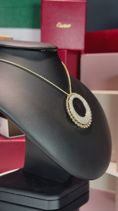 Diamond Ring Pendant 14k Yellow Gold Necklace