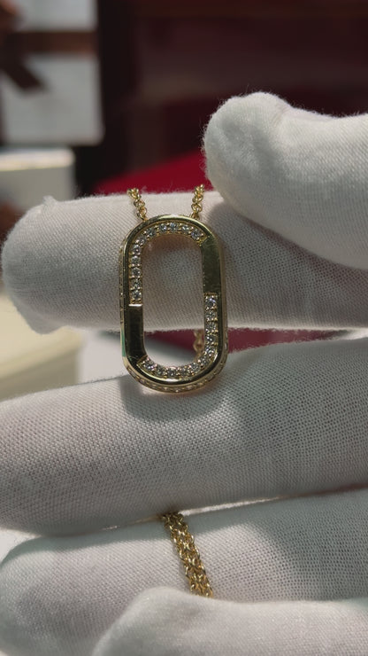 Geometric Loop Diamond 14k Yellow Gold Pendant Necklace