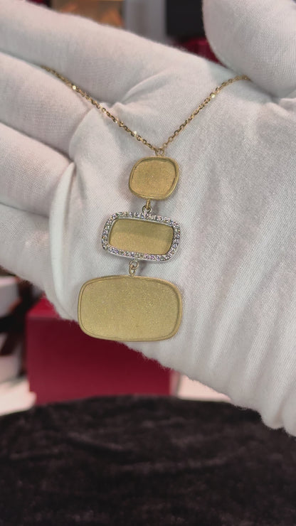 Stacking Stones Matte Finished 14k Yellow Gold Necklace