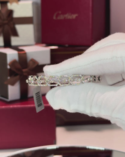 Chain Design 14k White Gold Diamond Bangle