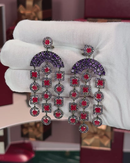 14k Black Gold Chandelier Earrings