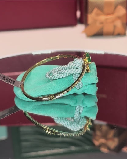 Emerald and Diamond Serpent Warp Bangle