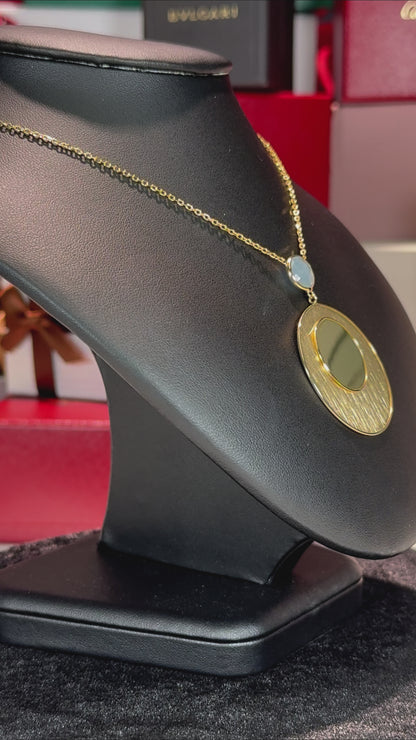 14k Yellow Gold Mirror Design Necklace