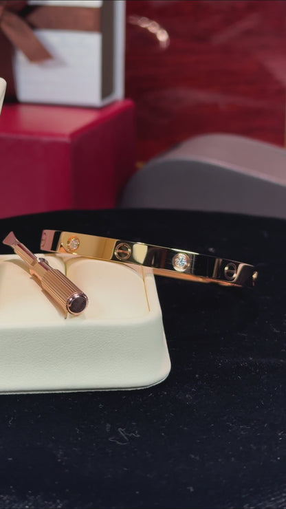 Cartier Love Bracelet 4 Diamond 18k Rose Gold