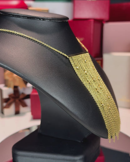 14k Yellow Gold Chain Curtain Necklace