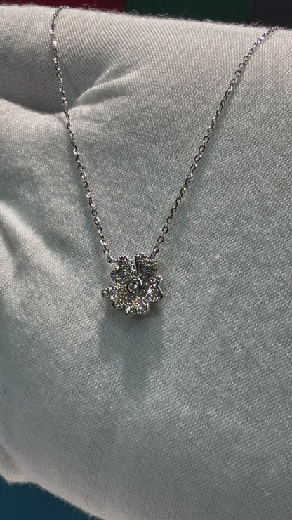Flower Diamond 14k White Gold Necklace