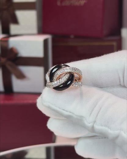 Interlocking Rings Design 14k Rose Gold Diamond Ring